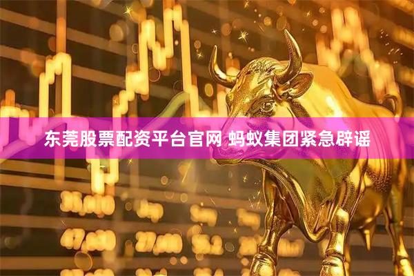 东莞股票配资平台官网 蚂蚁集团紧急辟谣